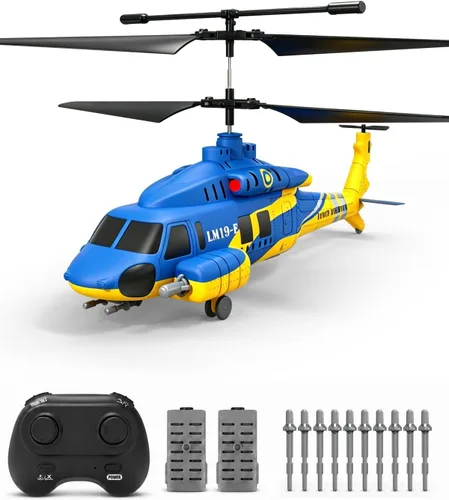 Miniatura 9 de Helicóptero RC del ejército con 10 misiles, helicóptero de control remoto LM19-E de 2.4 GHz para principiantes y adultos, juguete de helicóptero Rojo