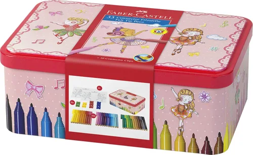 Faber-Castell Conector 33 colores (punta de fieltro con 10 conector clip en caja de bailarina