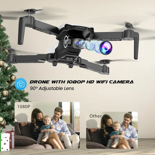 Miniatura 2 de SIMREX Dron con cámara para niños principiantes y adultos – Cuadricóptero RC plegable con retención de altitud, posicionamiento de flujo óptico