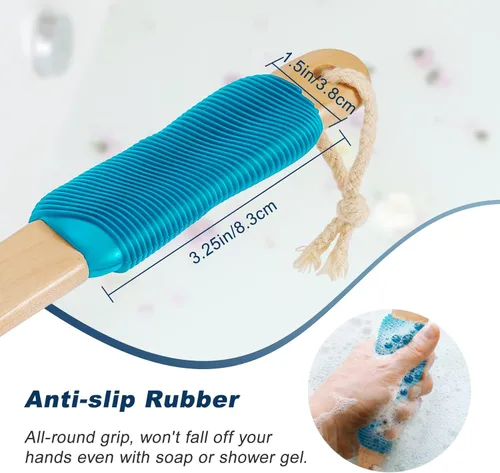 Miniatura 5 de KIPRITII Depurador ergonómico para la espalda, cepillo húmedo y seco de doble cara para la celulitis y linfática (negro)