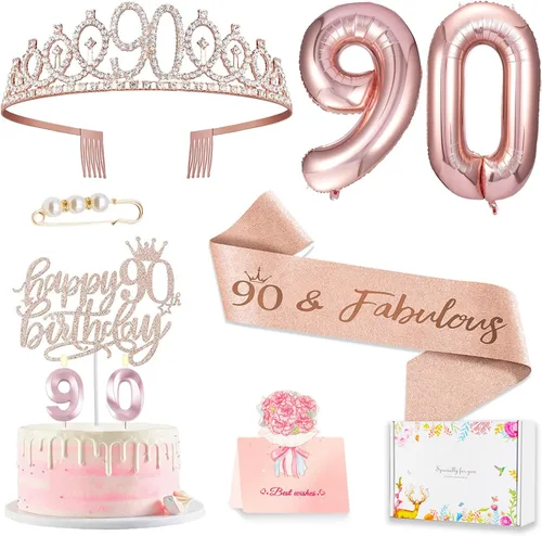 Miniatura 35 de Decoraciones de cumpleaños número 20 para mujer, banda y corona de cumpleaños, decoración de pastel y velas, globos de números, regalos de 20