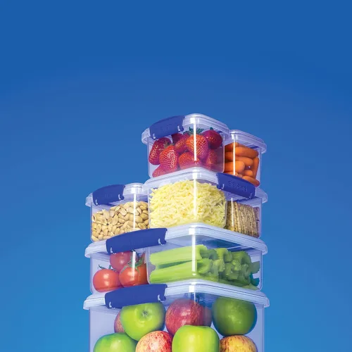 Miniatura 7 de Sistema KLIP IT Rectangular Collection Recipiente de almacenamiento de alimentos, 33.8 onzas/1.0 L, transparente/azul, 3