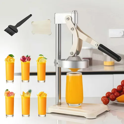 Exprimidor manual de cítricos, exprimidor de palanca resistente para naranjas y limones, exprimidor de mano de acero inoxidable, fácil de limpiar,