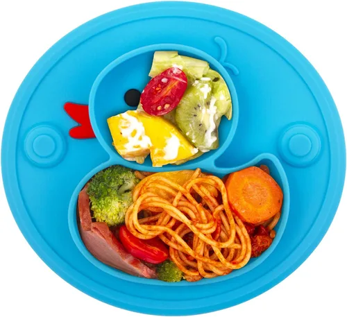 Miniatura 2 de Plato dividido de silicona para bebés, plato portátil antideslizante para alimentación infantil con ventosa para niños, bebés y niños, sin BPA, apto