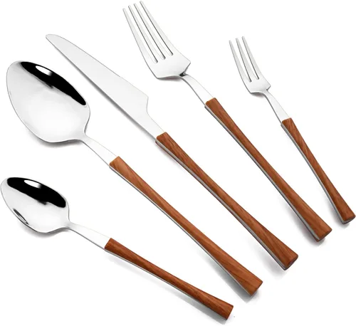 Miniatura 12 de JASHII Juego de cubiertos de acero inoxidable con textura de mármol, 24 piezas, tenedor de cuchillo, cuchara de té, cubiertos plateados para 6