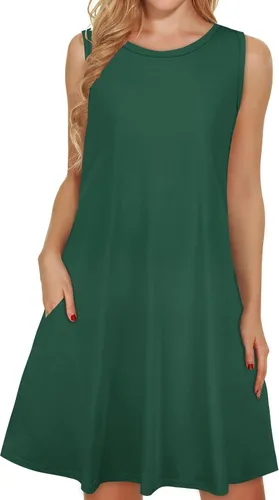 Miniatura 23 de elescat Vestidos de verano para mujer 2025, vestido casual de playa sin mangas con estampado floral, tipo camiseta, suelto y con bolsillos
