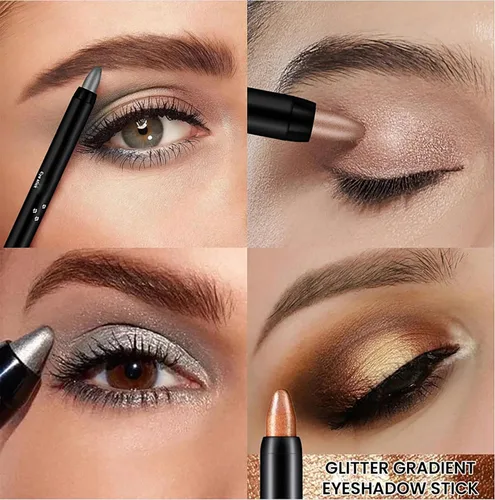 Miniatura 5 de Sombra de ojos en barra brillante, 16 sombras de ojos resaltadoras en lápiz, sombra de ojos con brillo impermeable, lápiz delineador de ojos, sombra