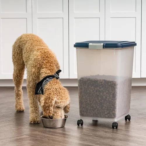 Miniatura 6 de IRIS USA - Recipiente hermético de 50 libras/69 cuartos de galón. IRIS USA WeatherPro - Contenedor hermético para alimentos para mascotas, con Azul