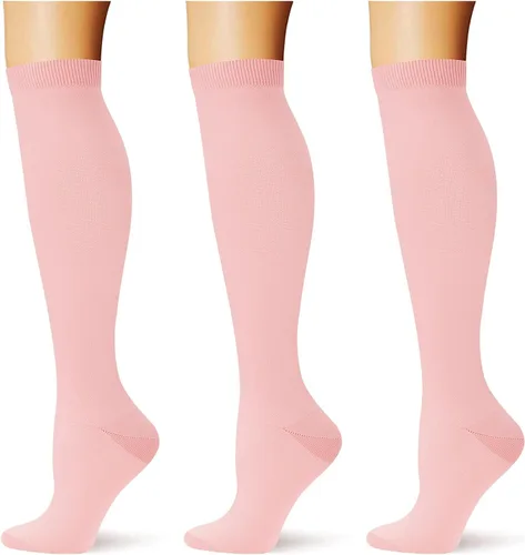 Miniatura 41 de (3 pares) Calcetines de compresión 20-30 mmHg, calcetines largos hasta la rodilla para mujeres y hombres, soporte atlético, para viajes y uso diario