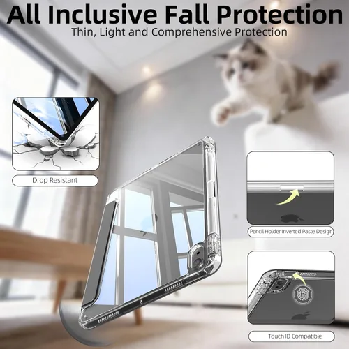 Miniatura 2 de KENKE Funda transparente para iPad Air de 11 pulgadas M3/M2 (2025/2024), iPad Air de 5ª/4ª generación (2022/2020) de 10.9 pulgadas con soporte