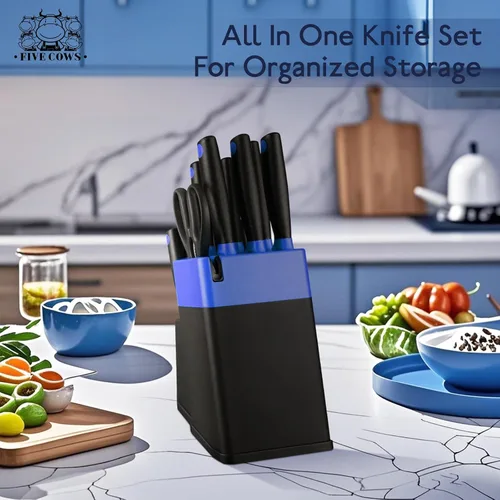 Miniatura 7 de Juego de 14 piezas de cuchillos de cocina con bloque y afilador de acero inoxidable alemán de alto carbono, cuchillos de chef afilados como navaja