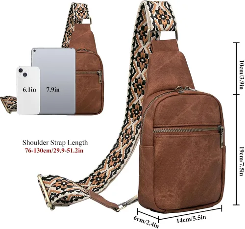 Miniatura 2 de Long Keeper Bolso cruzado pequeño - Bolso cruzado de cuero vegano para mujeres y hombres, bolsa de pecho para teléfono, bolsa de viaje cruzada