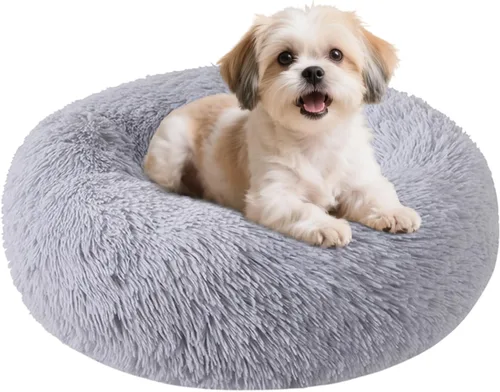 Miniatura 16 de Nisrada Cama para perros pequeños, medianos y grandes, 20 pulgadas, relajante, lavable, redonda, acogedora, suave, cama para mascotas para cachorros