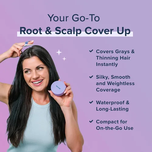 Miniatura 2 de TRUHAIR Polvo prensado para cubrir raíces y cuero cabelludo, compacto, impermeable, cobertura ligera del cabello y encubrimiento de puntos calvos