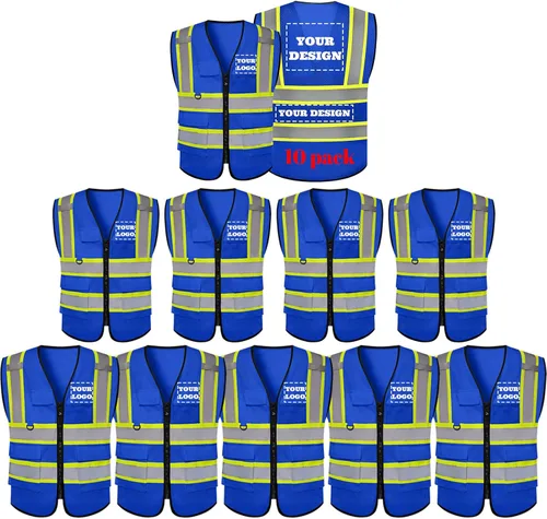 Miniatura 35 de Chaleco de seguridad reflectante de alta visibilidad con 5 bolsillos y cremallera clase 2 para adultos, unisex, ropa de trabajo de seguridad
