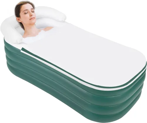 Bañera inflable, bañera inflable plegable de 51 pulgadas para adultos, 220 libras, portátil, de pie, inflable, con bomba de aire eléctrica para
