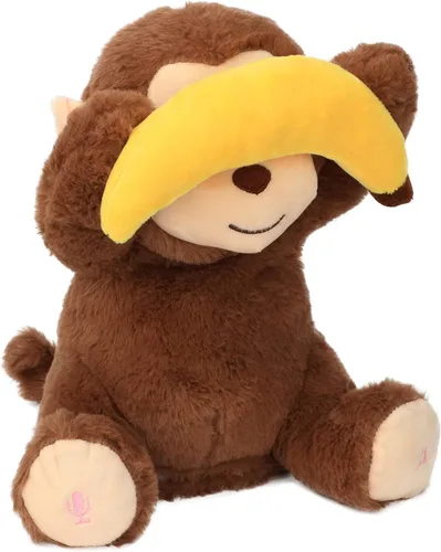 Miniatura 7 de Hopearl Peek A Boo Mono con plátano interactivo repite lo que dices, juguete de peluche musical que canta y habla, adorable animal eléctrico animado