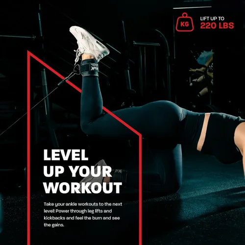 Miniatura 2 de Hawk Sports Correas de tobillo para máquinas de cable para entrenamientos mejorados de glúteos, piernas y otros entrenamientos de la parte inferior