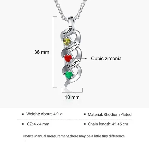 Miniatura 12 de Gemszoo Personalized Twisted Name Necklace with Simulated Birthstones Mother Daughter Pendant Gifts for Women Mom Grandma