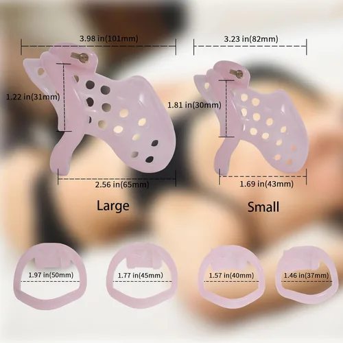 Miniatura 2 de Dispositivo de castidad de resina con bloqueo invisible SM Bondage para adultos, jaula de castidad para adultos, jaula para pene con 4 anillos