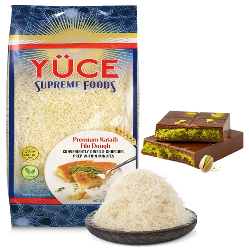 YÜCE Supreme Foods Kataifi Masa de fillo rallada 17.64 oz (17.6 onzas), ingrediente para la barra de chocolate viral Dubai Pistacho, masa filo