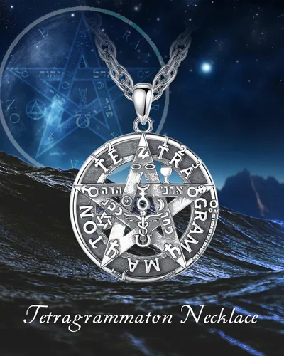 Miniatura 22 de CELESTIA Colgante de plata de ley 925, anillos de tetragrammaton, collar masónico, joyería de pentagrama para mujeres y hombres