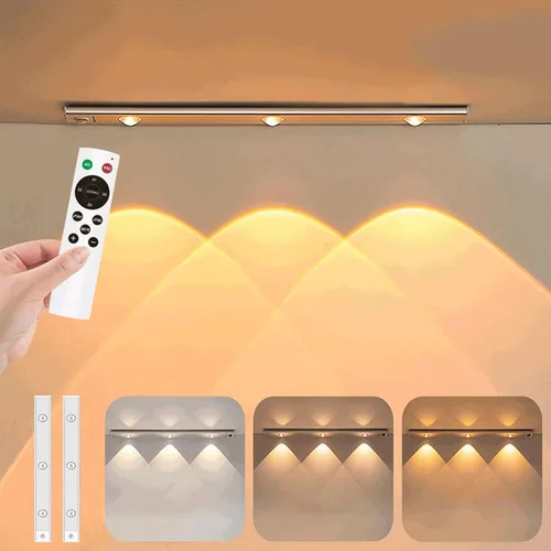 Luz magnética inalámbrica para debajo del gabinete de 15.7 pulgadas, con sensor de movimiento, luz nocturna recargable por USB con control remoto,