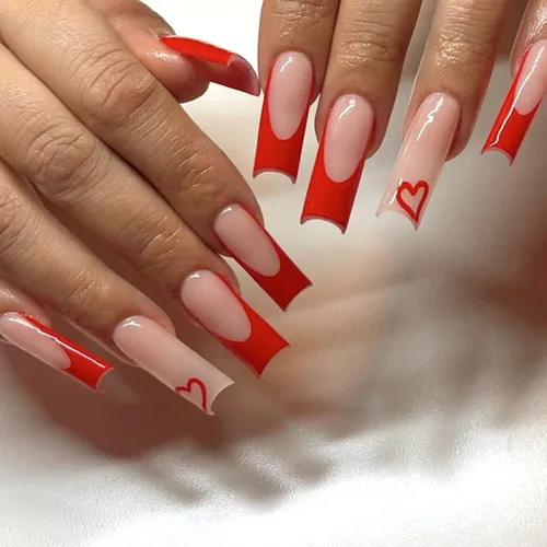 Miniatura 6 de Puntas de Uñas Francesas Rosadas Bailarina Uñas Postizas Largas Cuadradas de Presión Cobertura Completa Uñas Postizas Acrílicas de Mariposa