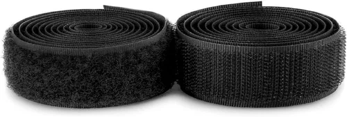 Cinta de velcro para coser de 5/8 pulgadas de ancho, color negro, no adhesiva, 1 yarda de longitud, cinta de nailon negro, juego de sujetadores de