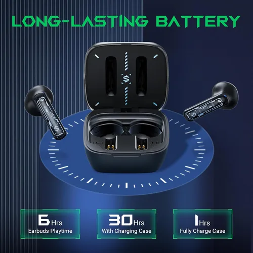 Miniatura 5 de Black Shark Auriculares Inalámbricos Verdaderos para Juegos, Bluetooth 5.3 con Modo de Música, 30 Horas de Tiempo de Reproducción, Llamadas Estéreo