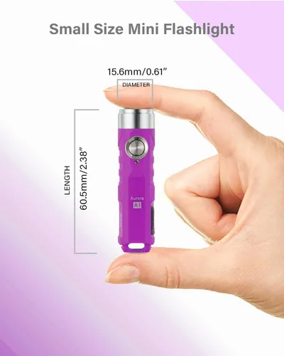 Miniatura 6 de RovyVon Aurora A1 G4 - Linternas recargables con llavero USB C, 650 lúmenes, mini linterna EDC brillante, IPx6, múltiples funciones, pequeña Púrpura