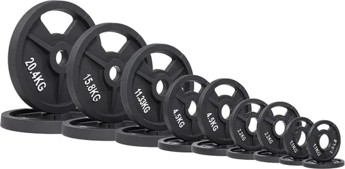 Miniatura 27 de Signature Fitness Olympic - Placa de pesas de hierro fundido de 2 pulgadas para entrenamiento de fuerza y levantamiento de pesas, varios tamaños