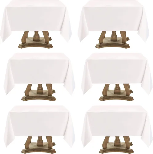 Miniatura 62 de Manteles rectangulares de 60 x 120 pulgadas, paquete de 2 manteles negros para 6 pies, lavables, decorativos, de lino y poliéster, para mesa