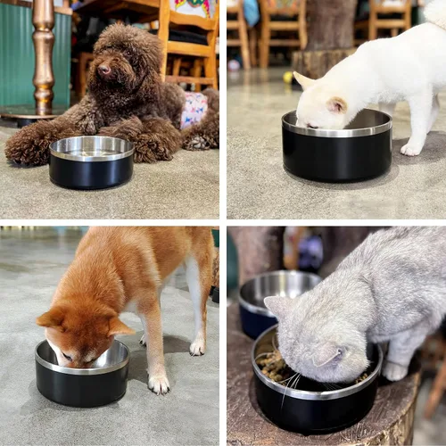 Miniatura 9 de LIHONG Cuencos de acero inoxidable para perros de tamaño pequeño y mediano, antideslizantes, Cuenco para perros aislado, Cuenco para mascotas