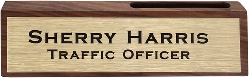 Miniatura 3 de Placa de identificación personalizada para escritorio de negocios con tarjetero, soporte de placa de identificación de escritorio personalizado
