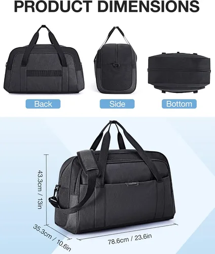 Miniatura 6 de BAGSMART Bolsa de viaje, Negro, 54L, Bolsa de viaje