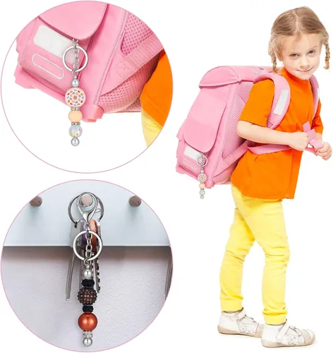 Miniatura 4 de Yeaqee Kit de 80 piezas para hacer llaveros, bolígrafo con cuentas, barras de llavero resellables, bolsa resellable y tarjetas de agradecimiento