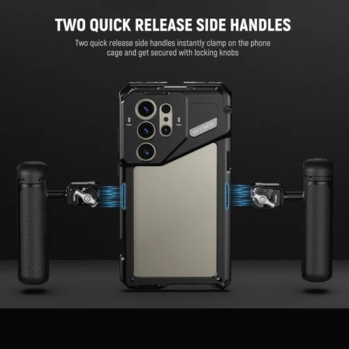 Miniatura 5 de NEEWER PA042 S24 Ultra Phone Cage Video Rig Estabilizador con PA045S Manija Lateral de Liberación Rápida, PA045E Manija de Obturador Bluetooth