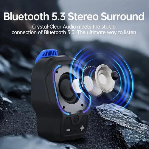Miniatura 2 de Altavoz Bluetooth portátil, altavoz inalámbrico portátil con clip magnético, mini altavoz de sonido de alta fidelidad con 3 modos de luz, micrófono