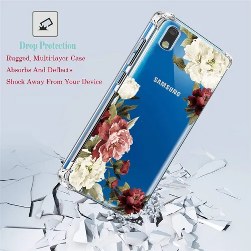 Miniatura 6 de Funda para Galaxy A10E, funda para teléfono Galaxy A10E con flores, delgada a prueba de golpes, patrón floral transparente, suave, flexible, TPU