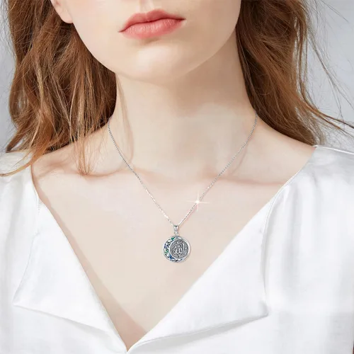 Miniatura 25 de PROESS Collar de plata de ley Hamsa Fátima collar de elefante, colgante de ojo azul, joyería para hombres, mujeres, niñas y niños