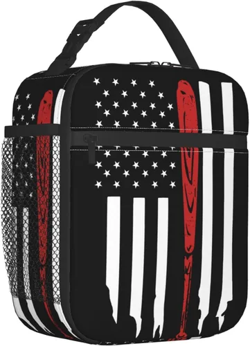 Miniatura 2 de Miaoquhe Lonchera de béisbol para hombres, bolsa de béisbol con bandera estadounidense para mujeres, bolsa de almuerzo para niños, bolsa de almuerzo