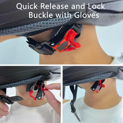 Miniatura 3 de Kit de reemplazo de hebilla de liberación rápida para casco, clip de correa de barbilla para casco compatible con cara completa, 3/4, medio casco.