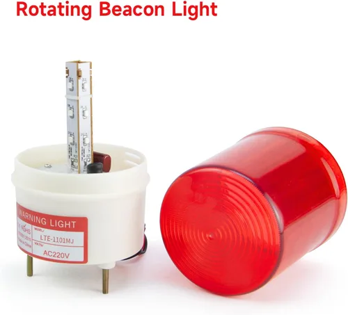 Miniatura 2 de YASONG LTE-1101MJ - Luz de advertencia giratoria con zumbador de 90 dB, AC110V-120V, luces de alarma de baliza industrial, sirena de seguridad