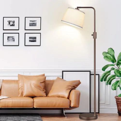 Miniatura 8 de Nintiue [Actualizada] Lámpara de pie regulable, bombilla LED Edison de 1000 lúmenes incluida, lámpara de pie moderna de arco alto marrón para sala
