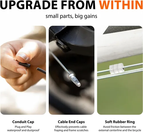 Miniatura 4 de Kit universal de cables de bicicleta – Cables de cambio de freno y cambio con carcasa, tapas de extremo y juntas tóricas, compatible con reparación