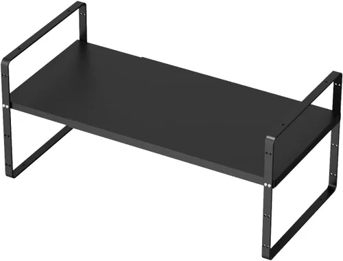 Miniatura 13 de SANNO Organizador de estantes de cocina expandibles, altura ajustable, gran apilable, armario de cocina, organizador de despensa y mostrador, Negro