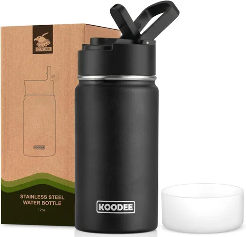 Miniatura 92 de koodee Insulated Water Bottle, 32 oz Stainless Steel Double Wall Vacuum Wide Mouth Sport Bottle with Leakproof Spout Lid (Navy)