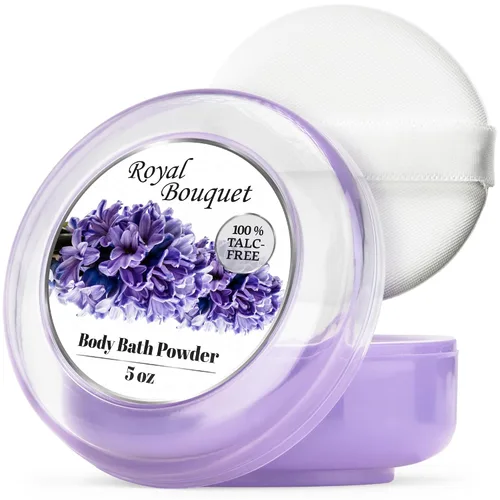 R-NEU Polvo corporal para mujer con soplo de polvo, 100% libre de talco, elegante polvo perfumado de ramo real, después del baño, para piel suave, 1