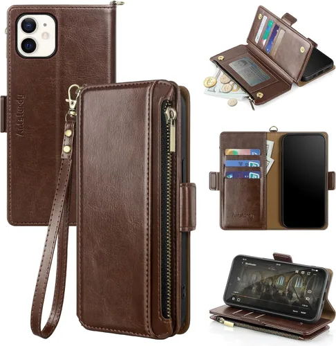 Miniatura 13 de Antsturdy Funda tipo cartera compatible con iPhone 11, piel sintética, con bloqueo RFID, funda cruzada para teléfono para mujeres y hombres